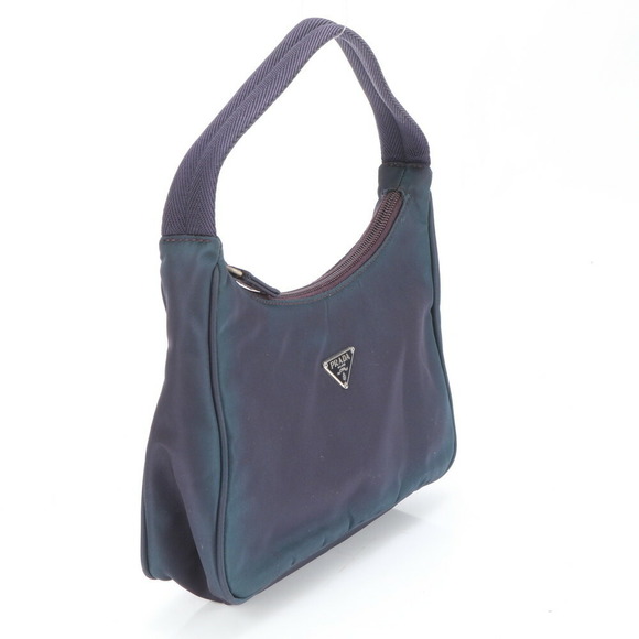 Prada Tessuto Nylon Triangle Accessory Pouch Tote Shoulder Navy Blue - Picture 3 of 14